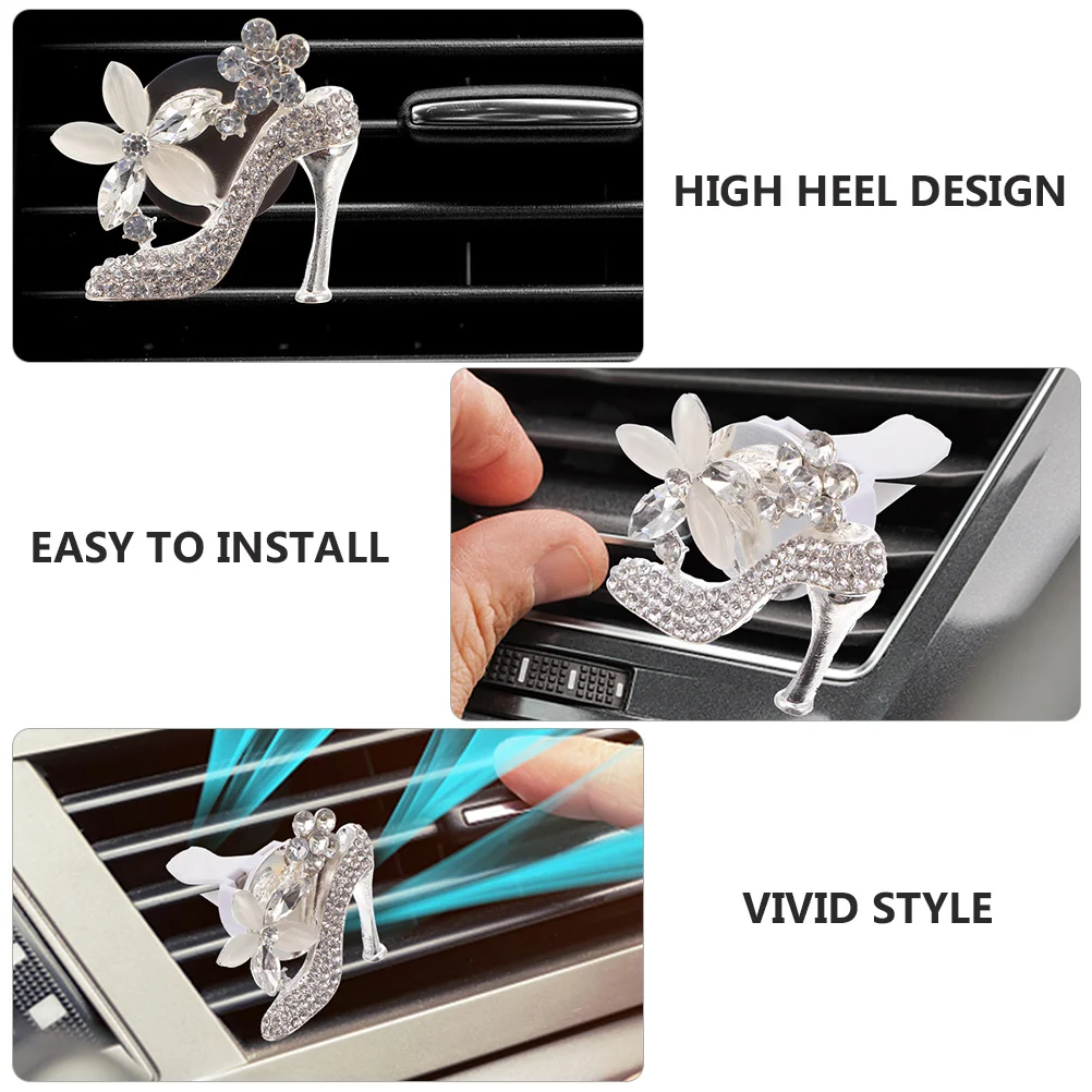 

2Pcs Rhinestone High Heel Auto Outlet Perfume Clip Car Air Freshener Ornament for Female Drivers Car Aroma Diffuser