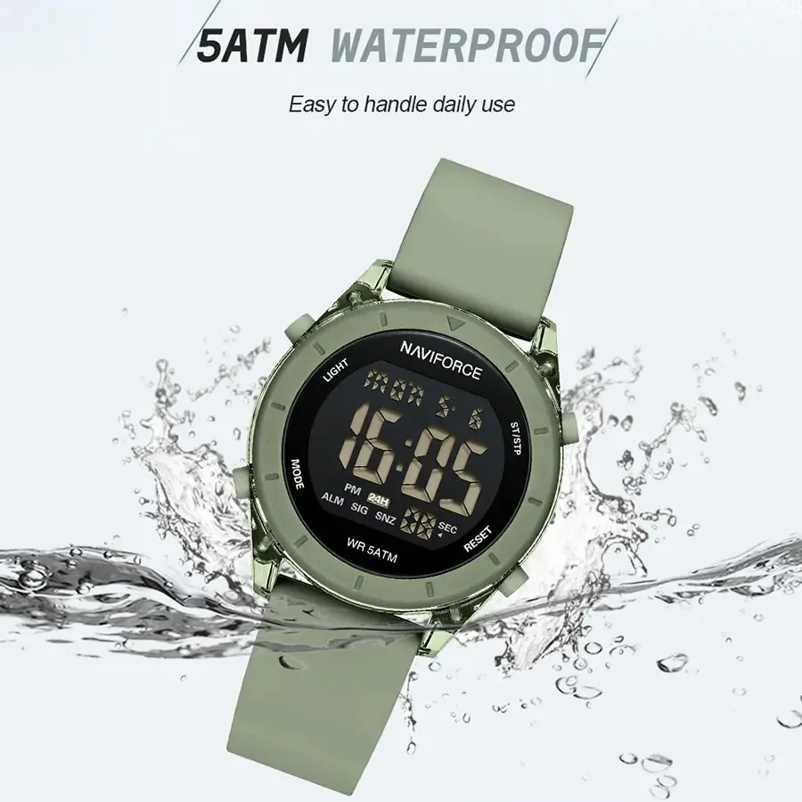 NAVIFORCE NF7108 Lady Digital Sports Luminous Multifunction Waterproof Chrono Wristwatch Outdoor Girls Fashion Watch
