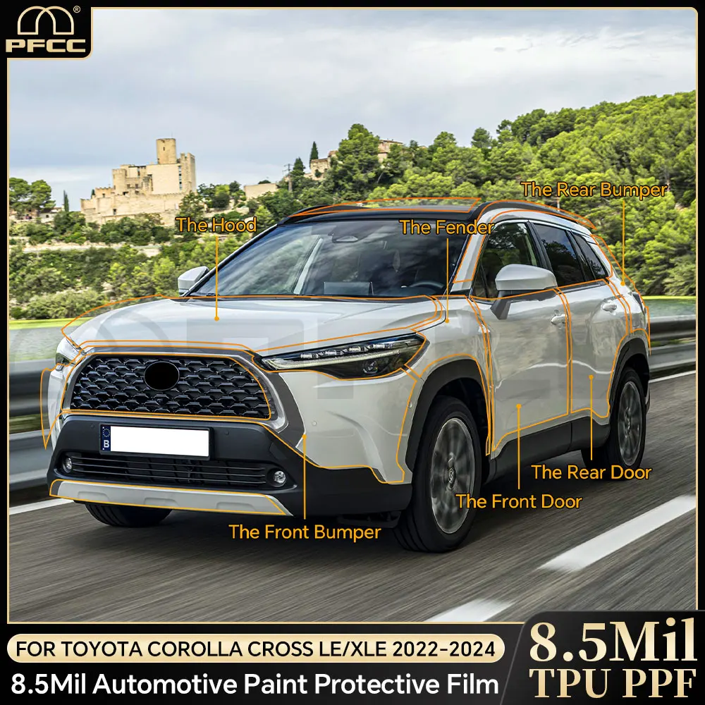 

Car Paint protection film TPU Pre-cut Anti-scratch Body Sticker Bra Kit Transparent For Toyota Corolla Cross LE/XLE 2022-2024
