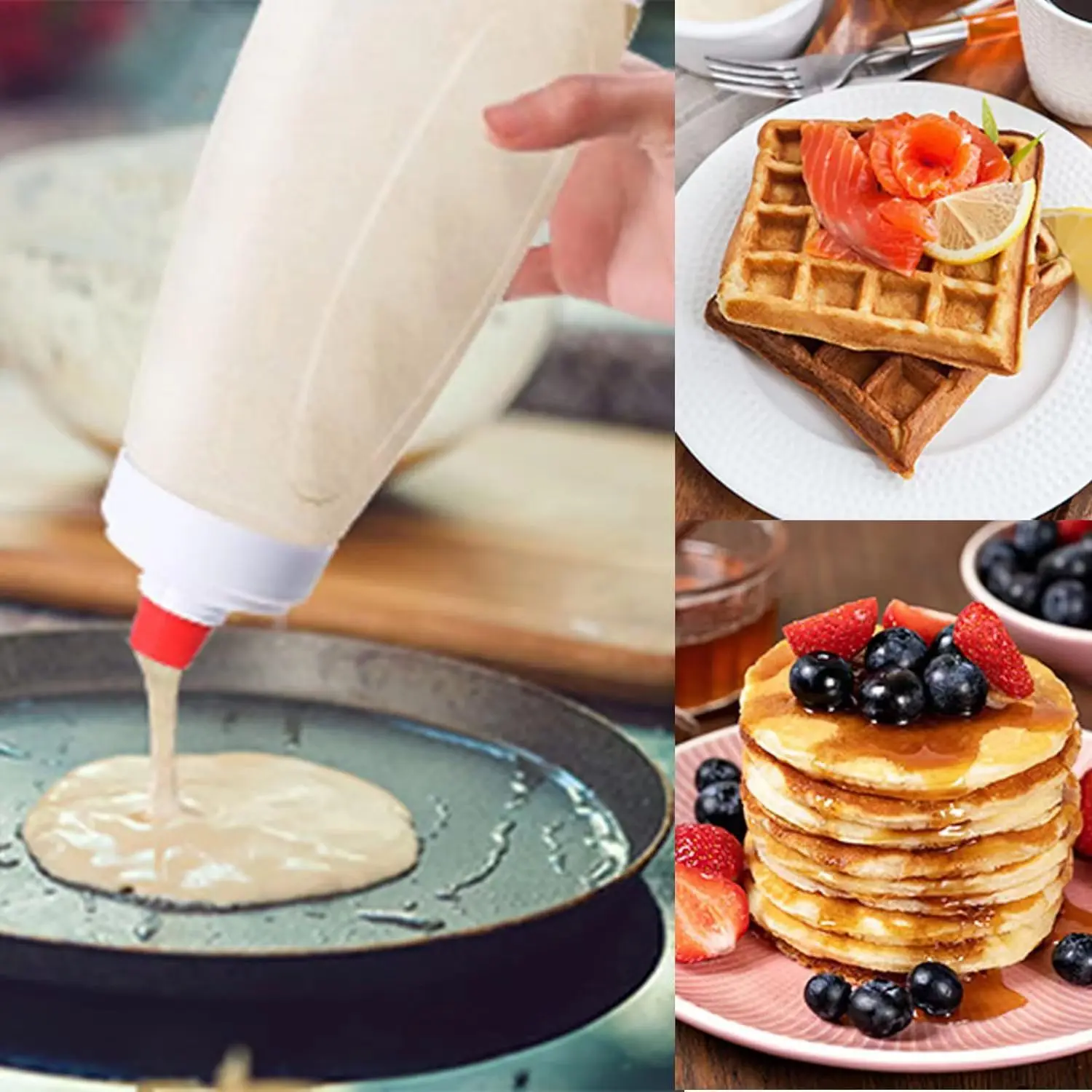 Pancake Batter Bottle Battler Mixer With Blender Ball Wire Whisk For Restaurant Baking Pancakes Cupcakes Muffins Crepes And More