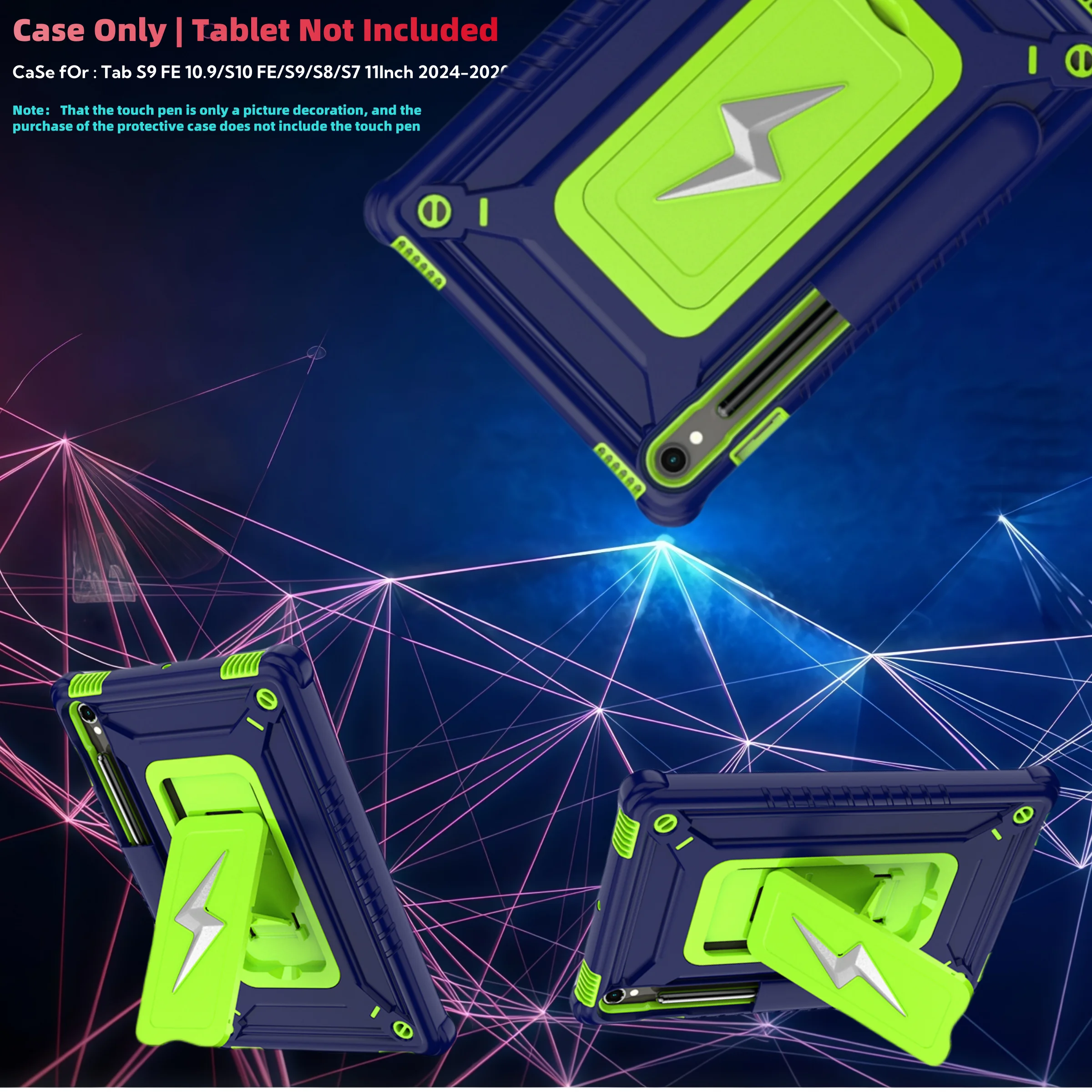Case For Galaxy Tab S10 Lite 10.9/S10 FE/S9FE/S9/S8/S7 11Inch,Heavy Duty Shockproof Cover Stable Kickstand/Shoulder Strap