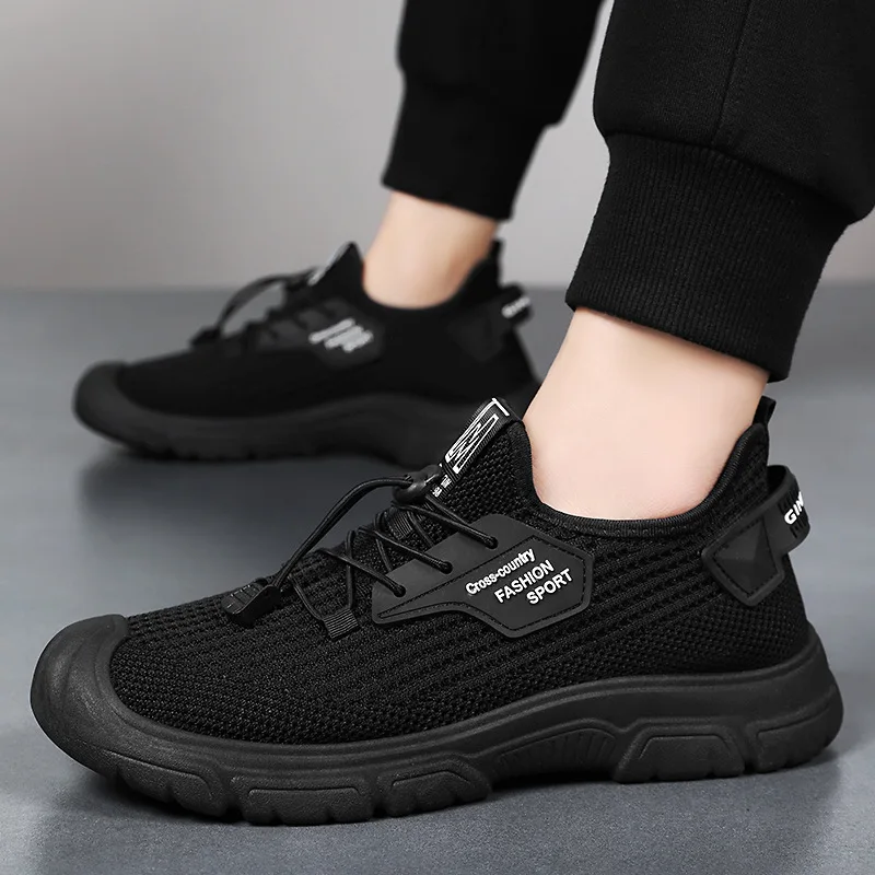 

2025 Summer Men's new casual breathable mesh odorless foot woven fashionable soft sole comfortable sports running shoes for men