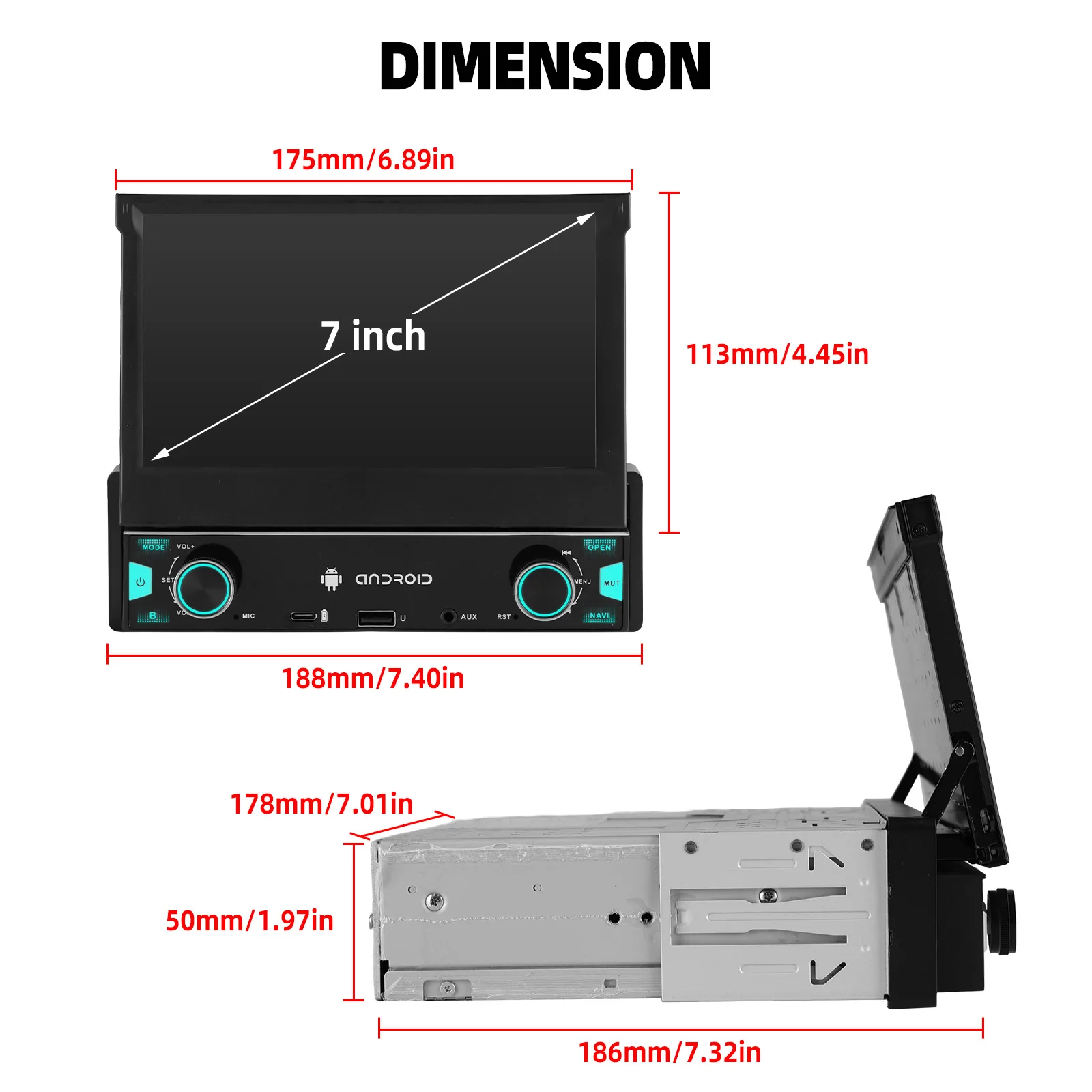 ESSGOO 7 "Android15 6 + 128G Autoradio 1 DIN شاشة لمس قابلة للسحب يدويًا 4G Carplay RDS EQ GPS NAVI WIFI BT FM #6