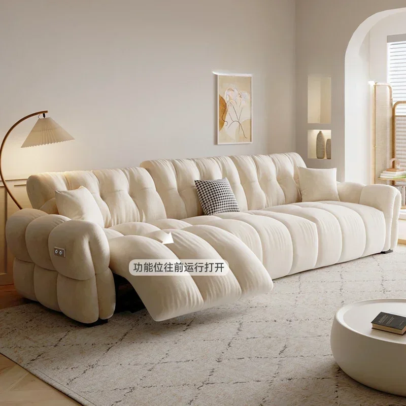Hot Sales Cream Wind Electric Sofa Cat Scratch Flannel Small Apartment Living Room Household Straight First-class Space Multi-fu