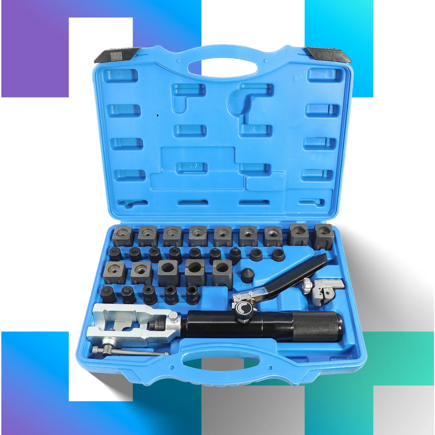 Universal Hydraulic Brake Flaring Tool Set with Tubing Cutter 45° Double Tube Flaring Tools for Copper Lines
