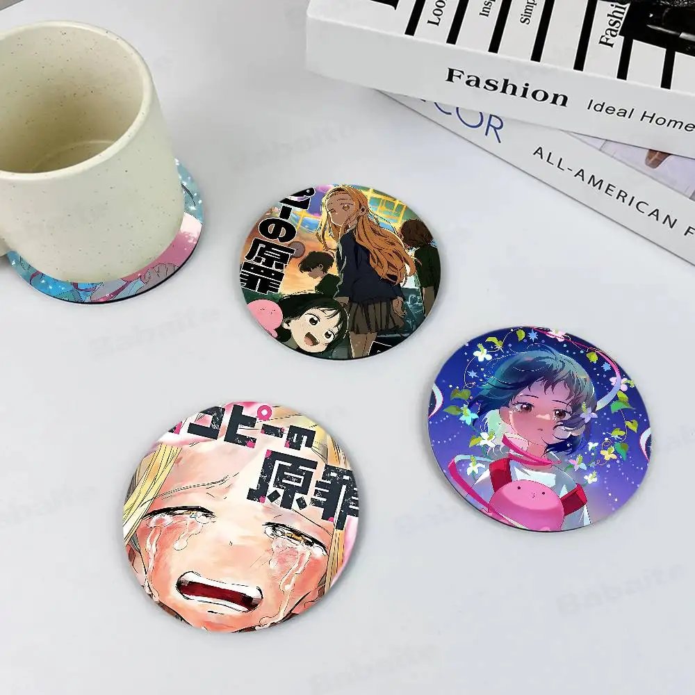 popular Anime T-takopi O-original sin comic Round Coasters Insulated Durable Cups Coffee Coaster Plate Mats Home and Decoration