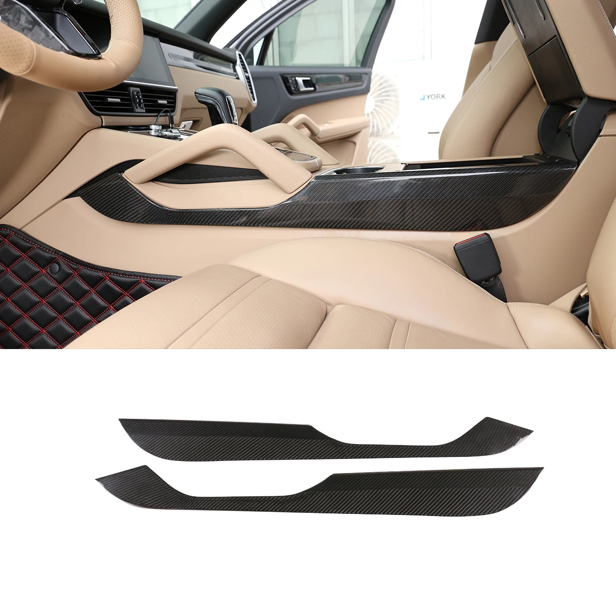 

Real Carbon Fiber Car Central Control Gear Shift Panel Side Trim Strips Cover For Porsche Cayenne 2018-2023 Interior Accessories