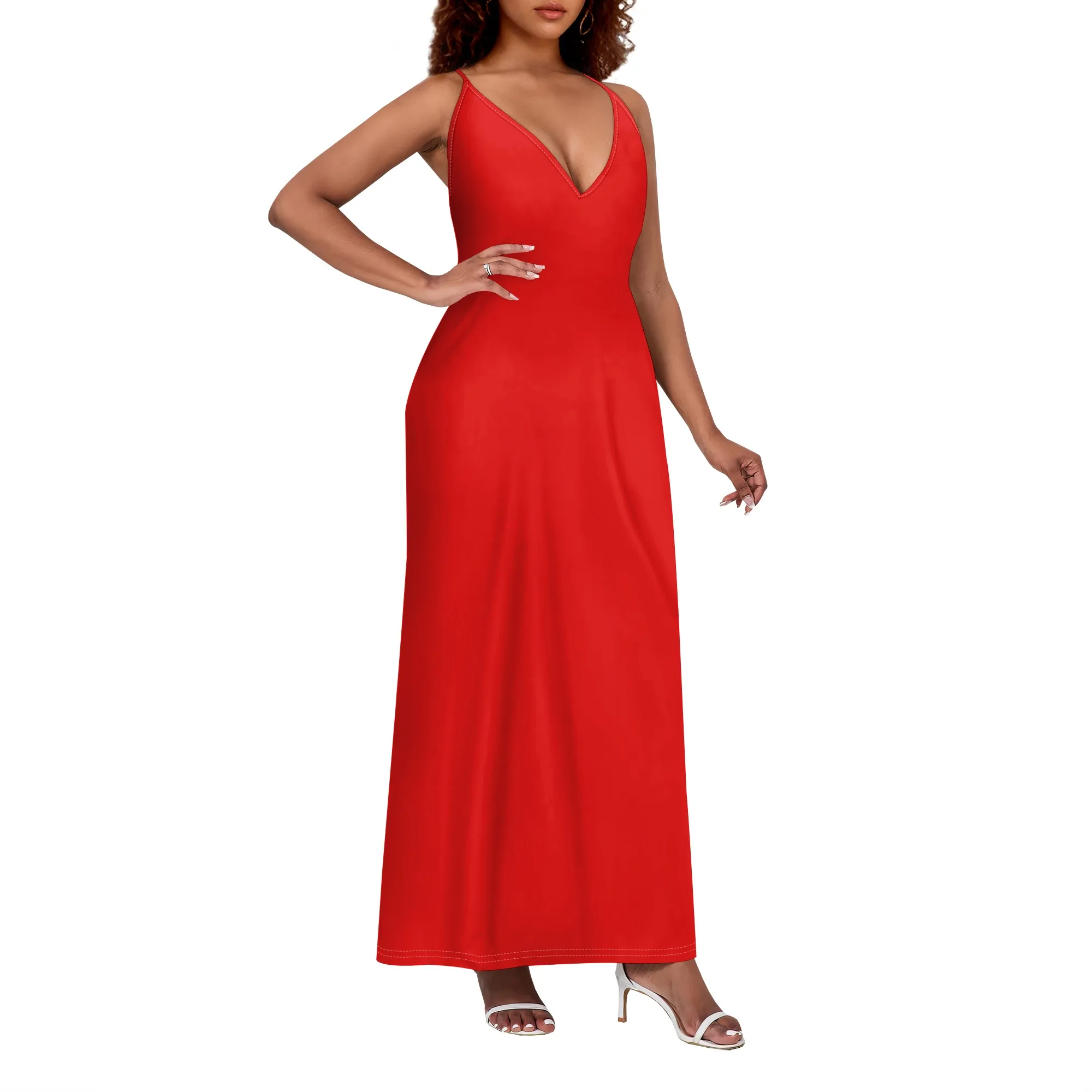 

Womens Casual Fashion Sleeveless Plus Size Loose Long Sexy Maxi Dress with Pockets