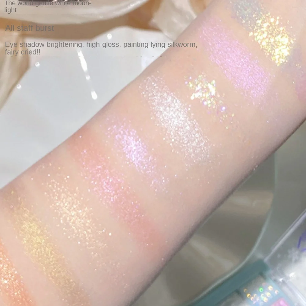 Copo de nieve de nueve colores para mujer y niña, sombra de ojos, perla brillante, maquillaje de vacaciones, resalte, cosméticos, paleta de colorete