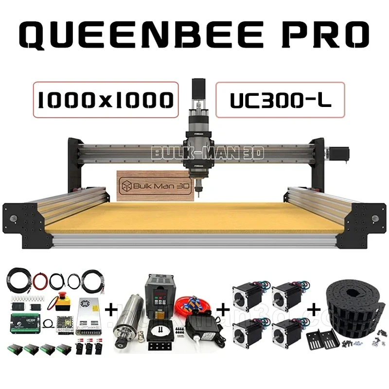 30%OFF BulkMan3D 1000x1000 QueenBee PRO CNC Router Full Kit with UC300 MACH3 Control System CNC Wood Router WoodWorking Machine