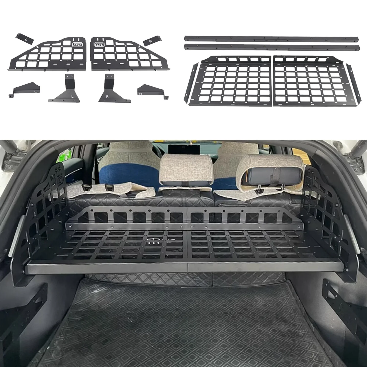 CGZ For BYD Song Plus Dm-i Ev Seal U 2023 2024 Molle Panel Rear Trunk Shelf Storage Debri Racks Cargo Organizers 1 Set