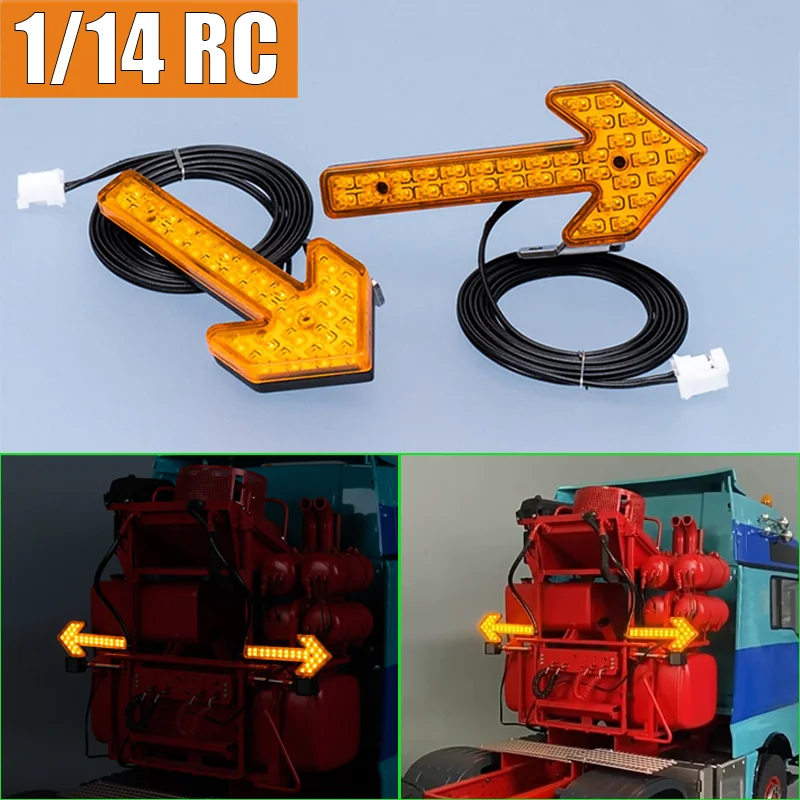 Simulation LED Warning Lamp Arrow Lights for 1/14 Tamiya RC Truck SCANIA 770S R620 VOLVO BENZ Arocs MAN TGX Car Accessories
