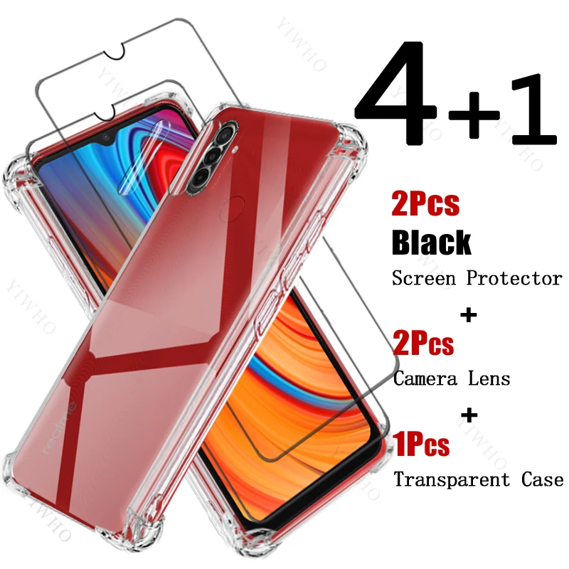 Protezione dello schermo in vetro temperato a copertura totale per Realme C3 6.5 "custodia antiurto in Silicone morbido obiettivo della fotocamera di sicurezza per Realme C 3 HD