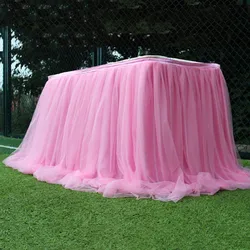 Tulle Table Skirt Solid Color Table Cloth Gauze Table Cover Wedding Birthday Party Table Decoration Snow Gauze Tablecloths