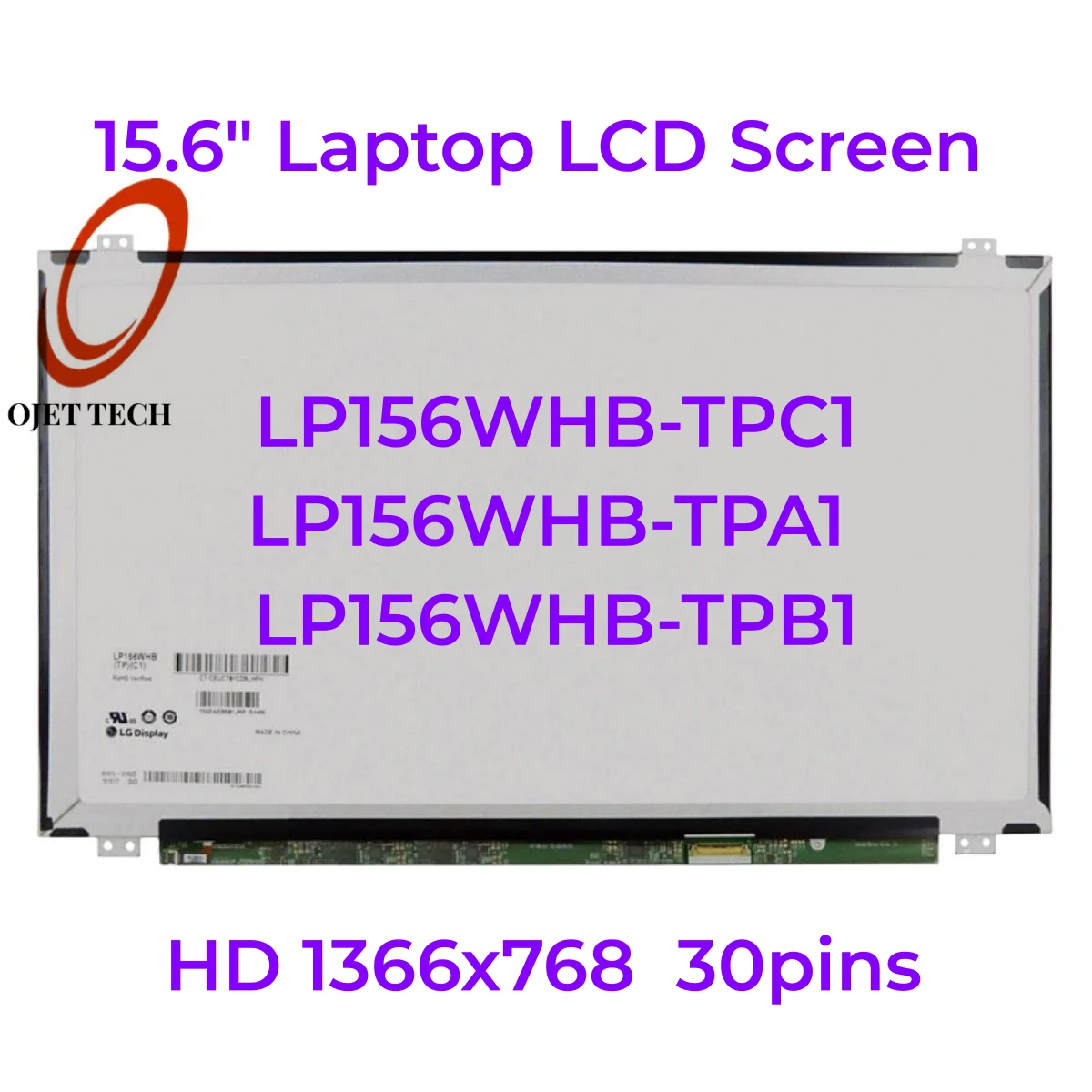 Ekran LCD do laptopa 15,6 cala LP156WHB-TPC1 TPA1 TPB1 TPD1 LP156WH3 TPS1 TPA1 LP156WHU-TPG1 HD 1366x768 Panel wyświetlacza LCD 30pin eDP
