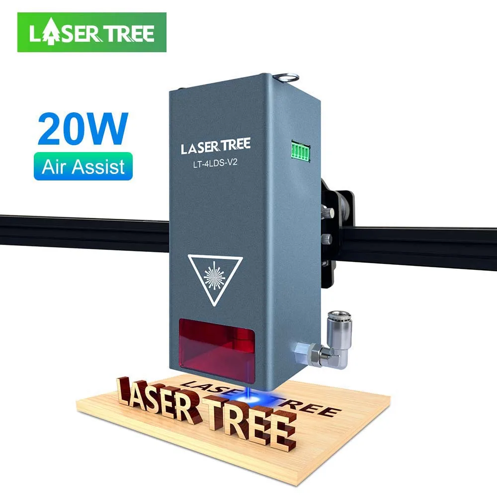 LASER TREE High Power 20W testa Laser di potenza ottica con Air Assist TTL modulo Laser a luce blu per taglio di incisore CNC strumento fai da te