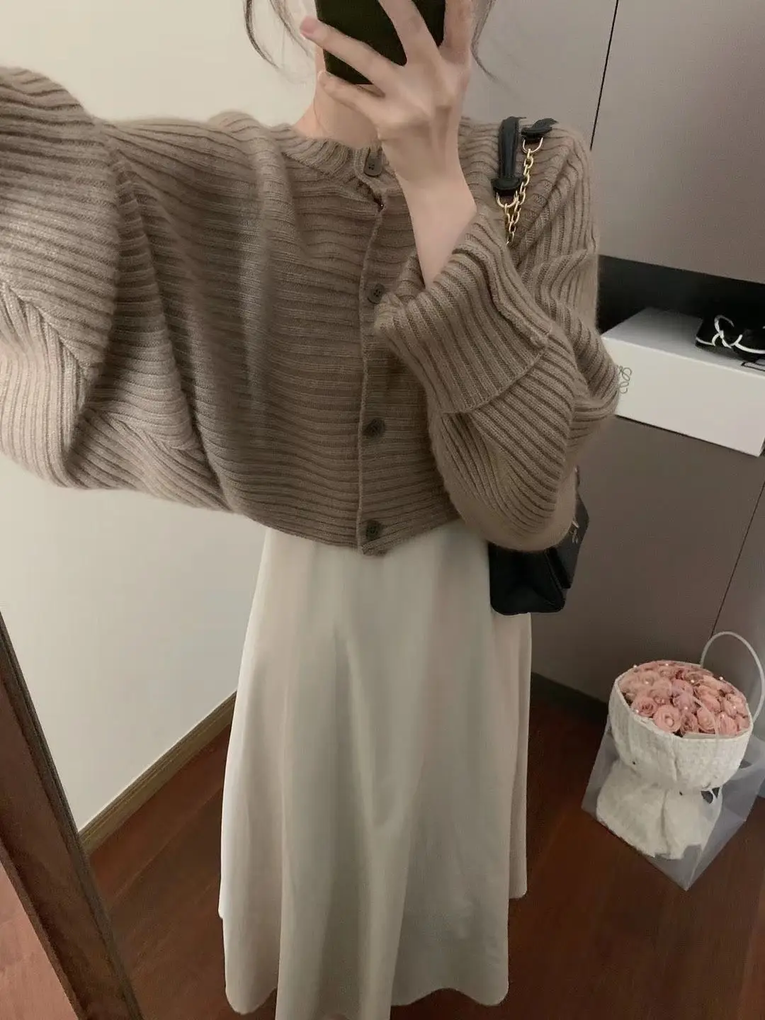 Elegant Knitting 2 Piece Dress Set Women Long Sleeve Loose Cardigan+Casual Strap Dress 2023 Winter Party Korean Style Suit Slim