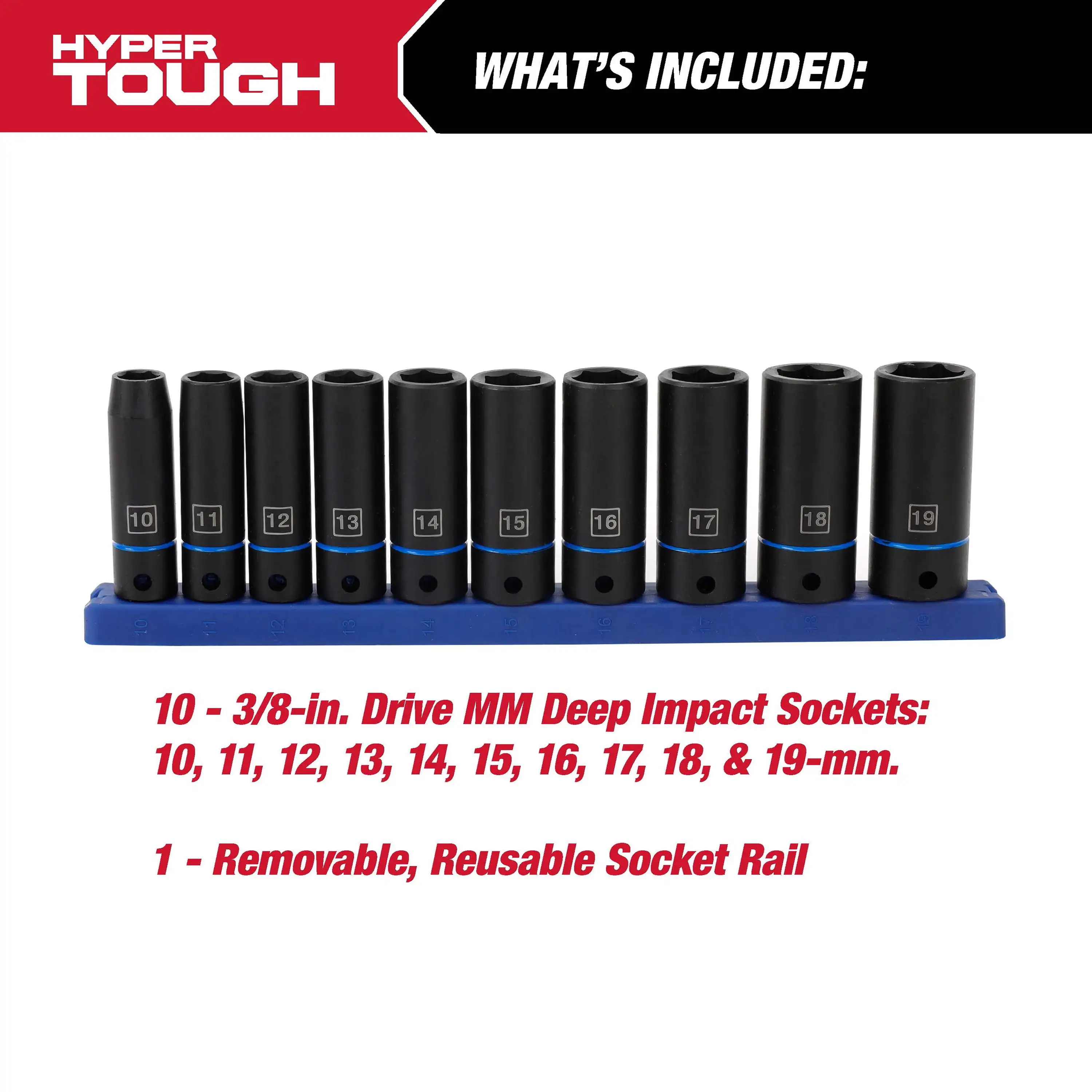 

11-Piece 3/8-Inch, Deep Drive Impact Socket Set mm, 43241