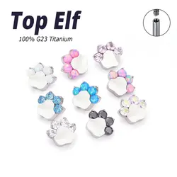 G23 Titanium Inner Threaded Cat Paw Shape Zircon Labret Stud Nose Rings Ear Cartilage Tragus Barbell Nose Piercing Jewelry