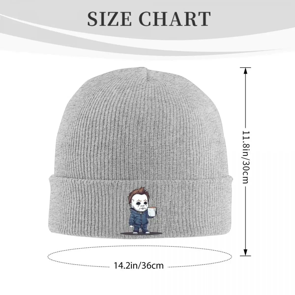 Michael Myers Morning Coffee Knitted Caps for Women Men Skullies Beanies Autumn Winter Hats Acrylic Halloween Movie Warm Caps