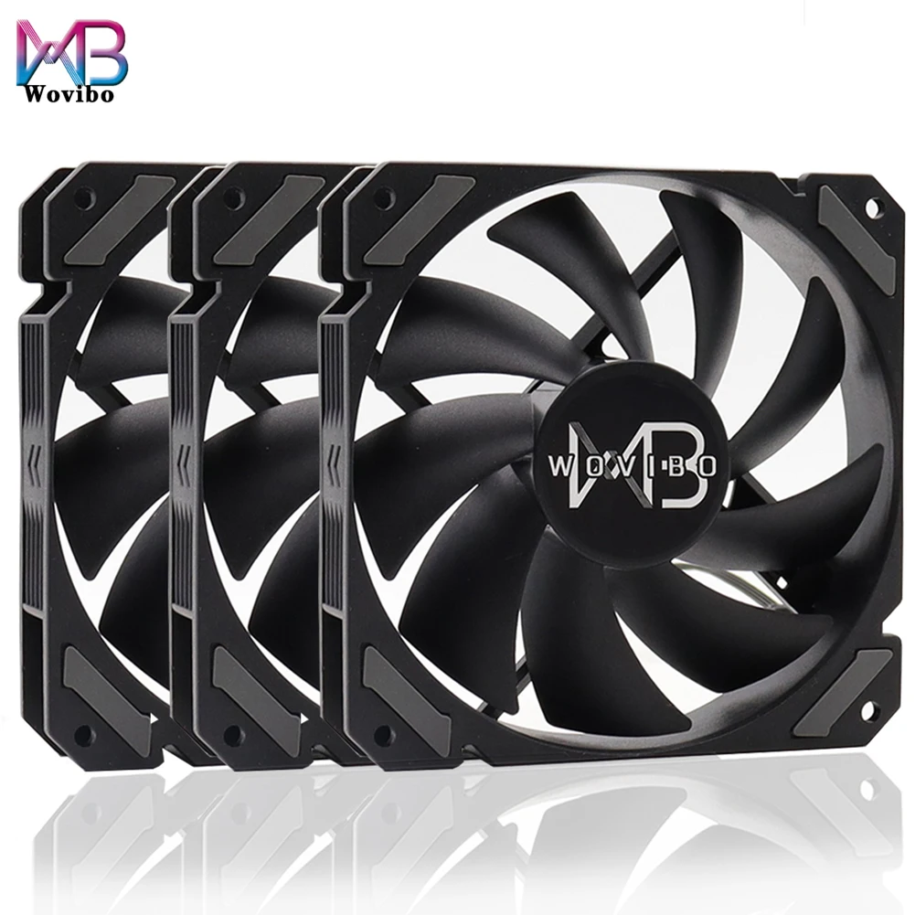 Wovibo 120mm Fan Black PWM 4PIN 12V DC Case Fans For CPU Cooler Water Cooling Computer Chassis Quiet High Air Volume Ventilador