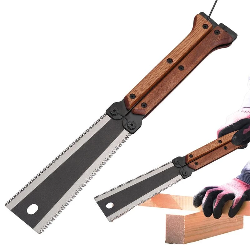 Outdoor Camping Hunting Hand Saw, Portable Folding Saw, Double Edge Blade Garden Woodworking Saw