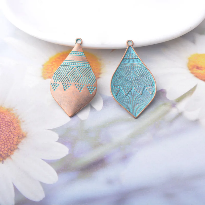 12 Stück/Set Ethnische Antik-Bronze-Anhänger für Schmuckherstellung, Vintage Runde Muschel Quadratische Boho-Anhänger DIY Damen-Ohrringe – Detail 6