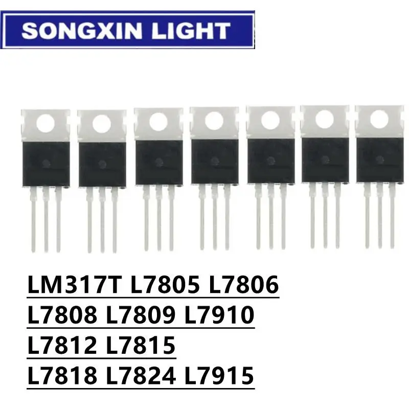 10PCS LM317T L7805 L7806 L7808 L7809 L7910 L7812 L7815 L7818 L7824 L7915 nuovo e originale IC Chipset TO-220 L7805CV