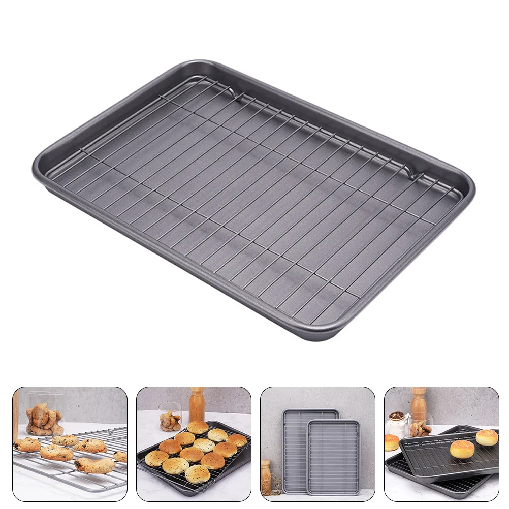 Non Stick Roasting Pan Rack Easy to Clean Perfect for Baking Grilling Broiling Multi Function Small Toaster Oven Tray