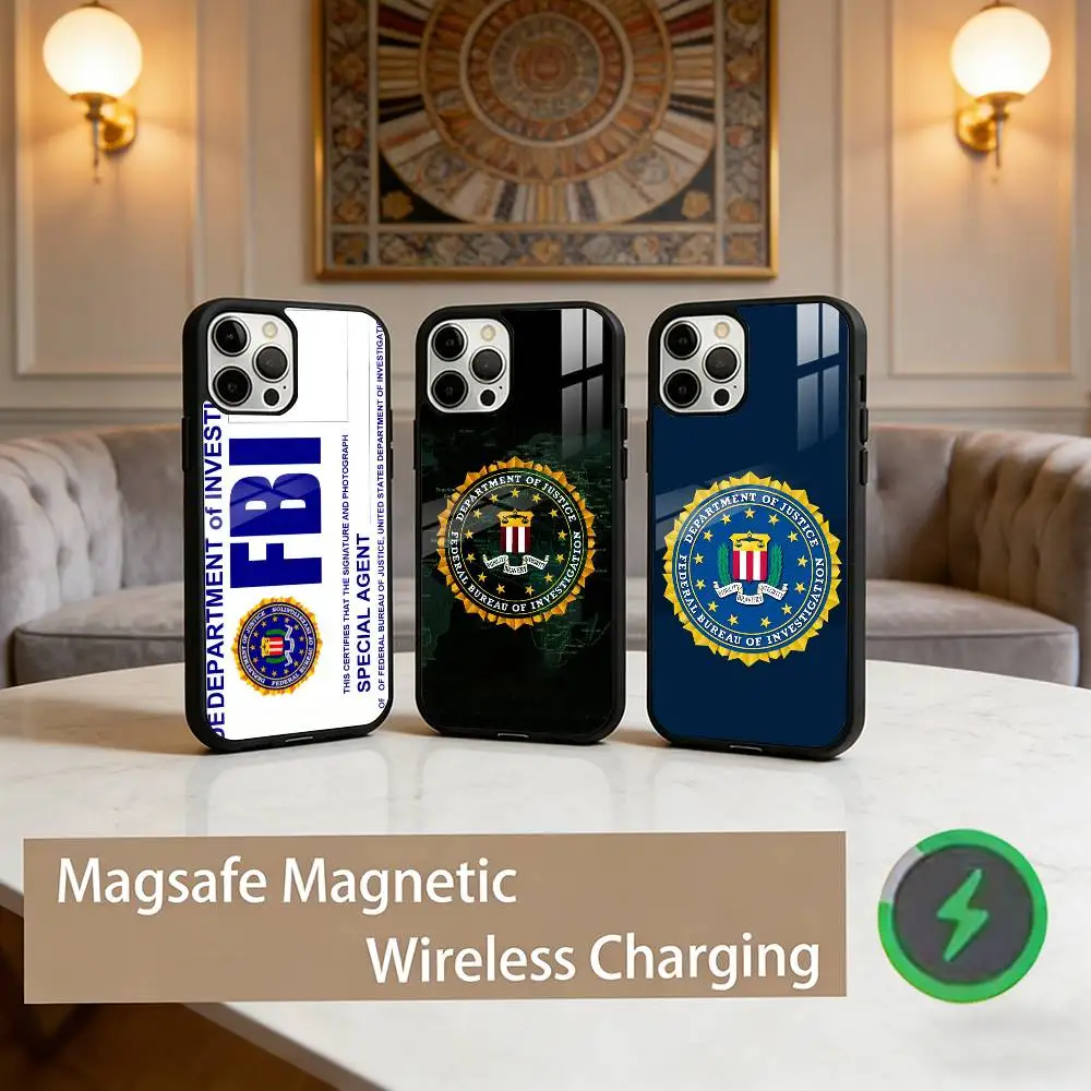 

Чехол для телефона P-Police FBI ID для iPhone 17, 16, 15, 14, 13, 12, 11 Plus, Pro Max, магнитный, для беспроводной зарядки Magsafe