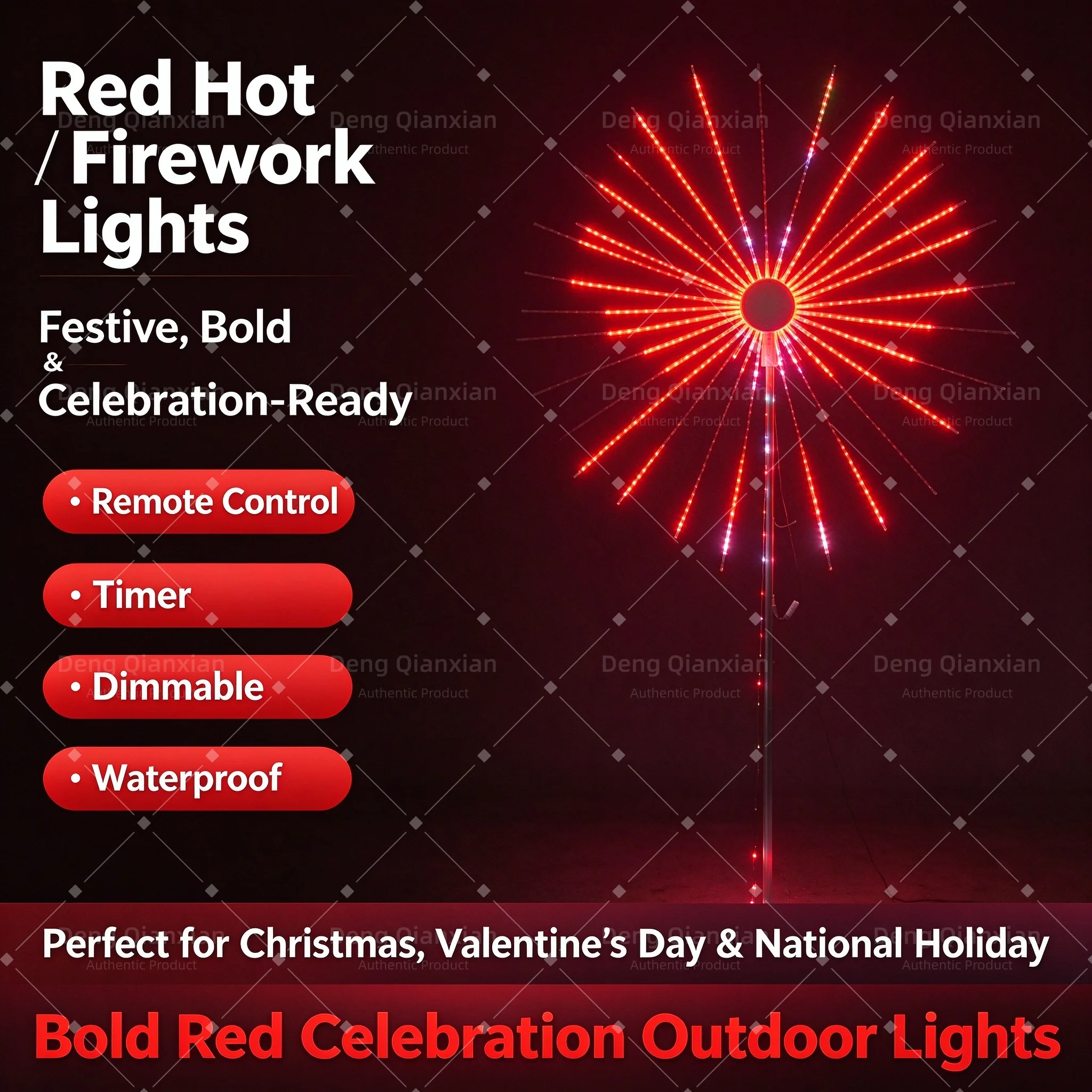 Firework Lights with APP Control, Programmable RGB Sound Sync Dancing, Waterproof Outdoor String Lights for Yard Square