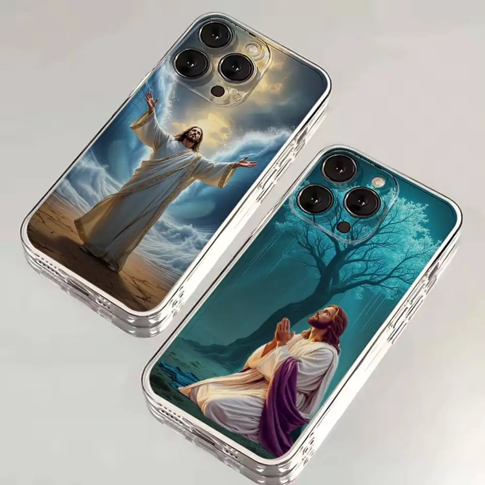 

Faith Christian Religious Jesus Phone Case For iPhone 16,15,14,13,12,11,17 Pro,Max,Plus,X,XS,XR,SE,Mini Transparent Soft Cover
