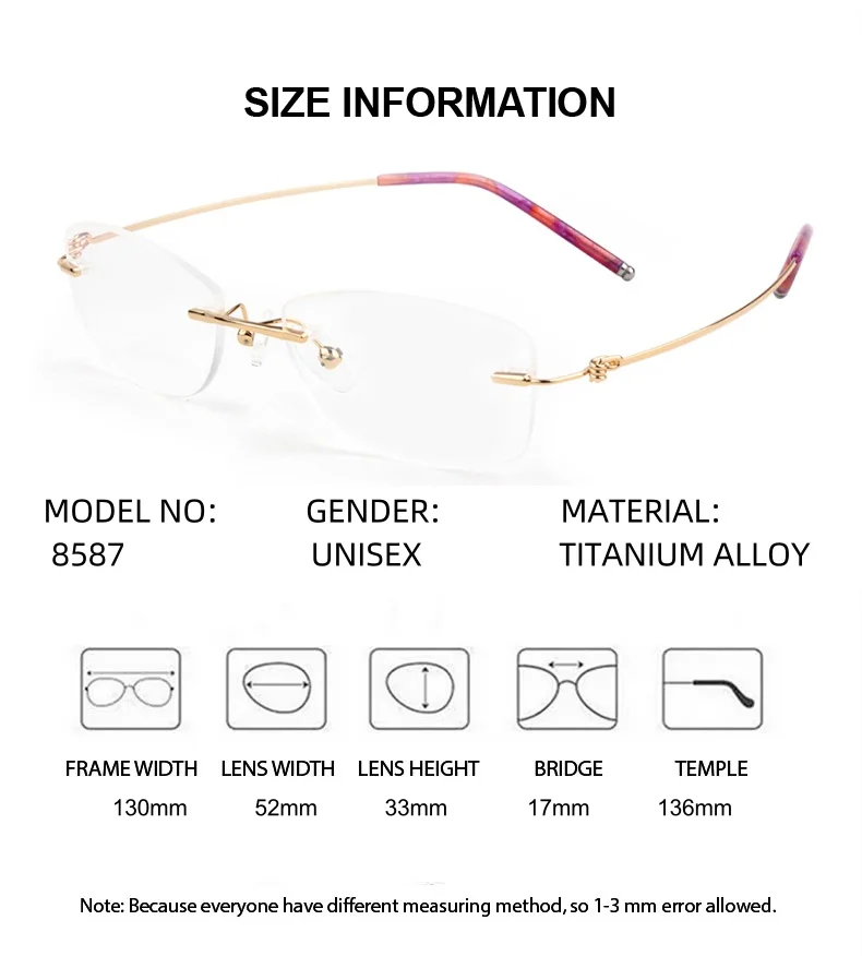 ELECCION TR90 Rimless Reading Glasses Prescription Men Women Presbyopic Eyewear Phone Blue Light Blocking Anti Fatigue Eyeglasse