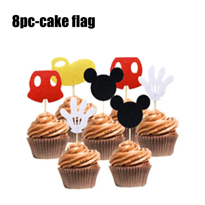 9pc/lot Mickey mouse Cake Decoration Cake Topper Party Dessert Birthday Party cake flag Baby Shower Party Baking Supplies Set