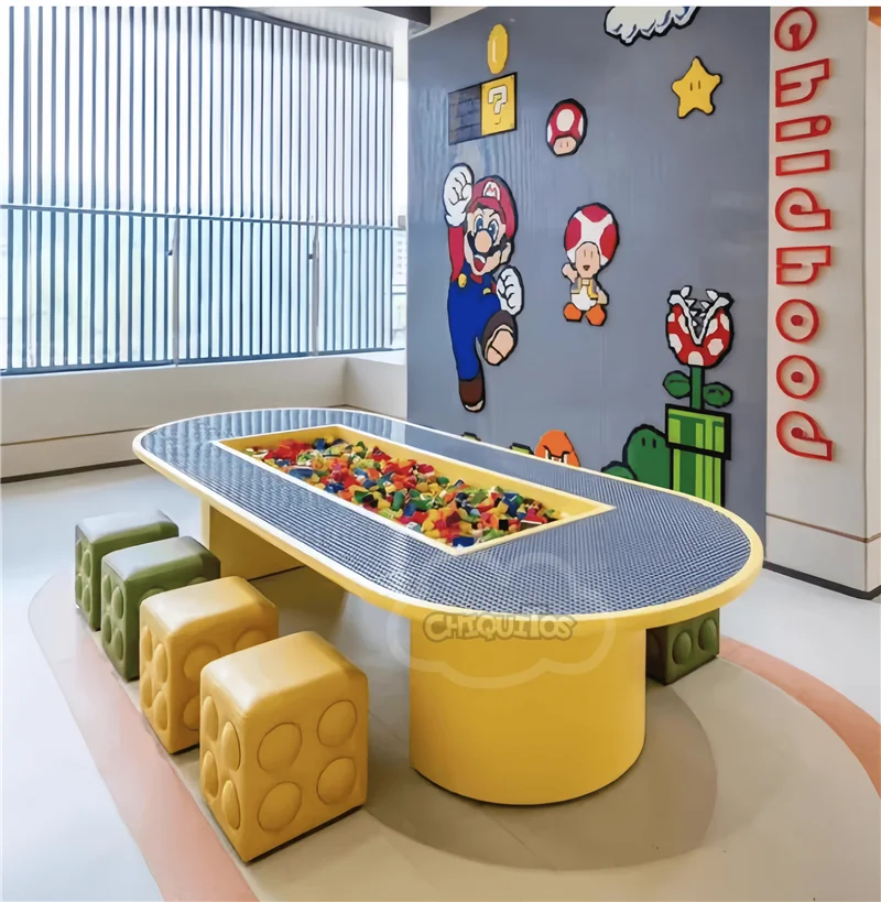 Multi-purpose Children Large Puzzle Building Blocks Game Table and Chairs for Kids Amusement Place Home Daycare Center