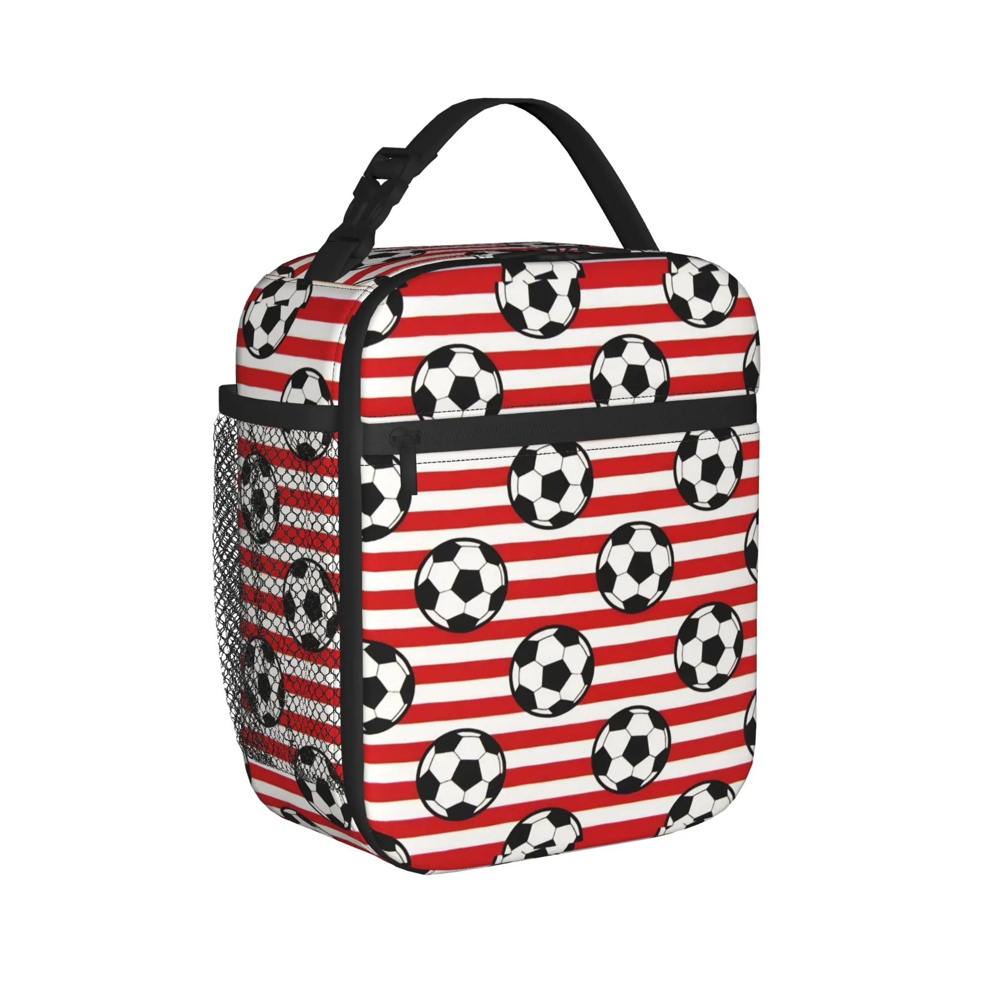 Soccer Ball Football Sports Pattern Insulated Lunch Bag for Men Women Food Portable Cooler Thermal Lunch Boxes For Travel
