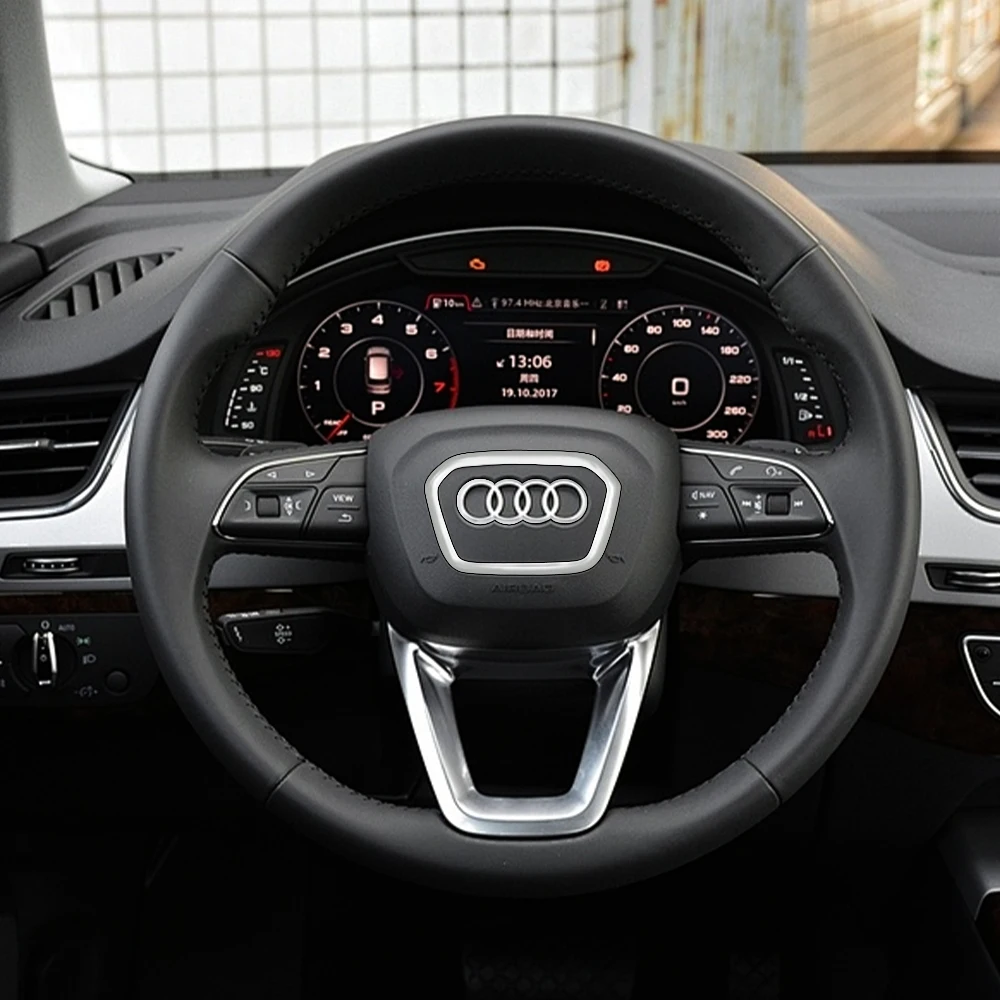 1PC Car Style Steering Wheel Center Logo Cover Sticker Decoration For AUDI A6L Q7 Q3 Q5 A7 2005-2024 A5 A3 A4L A8L 2005-2016 A8