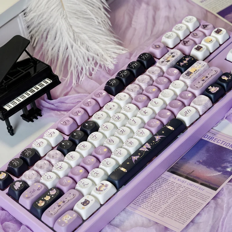 Starweave Witch Keycaps Pbt Cross Axis  Opaque Moa Sublimation 129 Pc Customization Magnetic Axis Cute Girl Gift Keycap