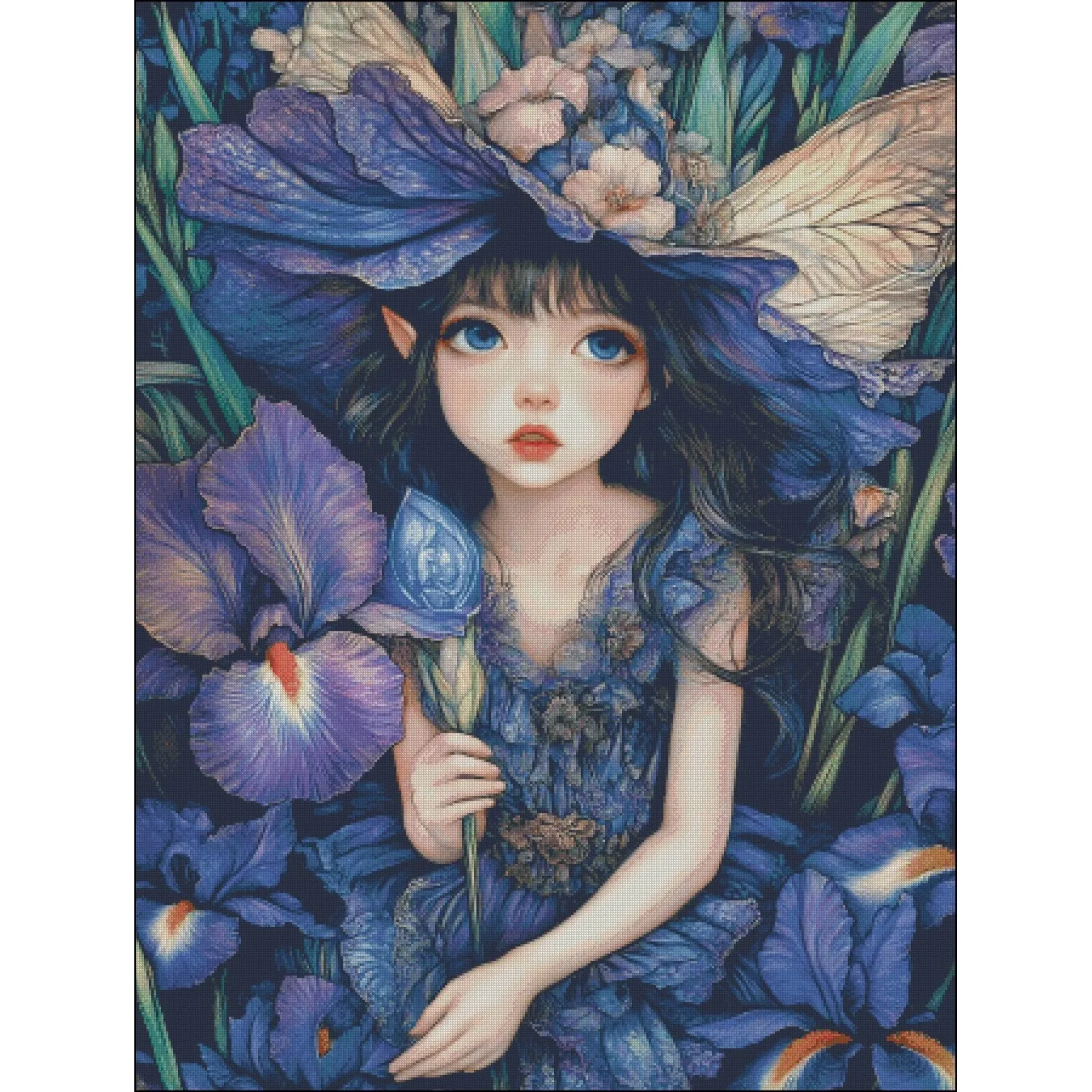 

ZZ7810 Iris Fairy 11CT 14CT 16CT 18CT Print On Canvas Cross Stitch DIY Set Chinese Pattern Kit Needlework Embroidery 148 Colors