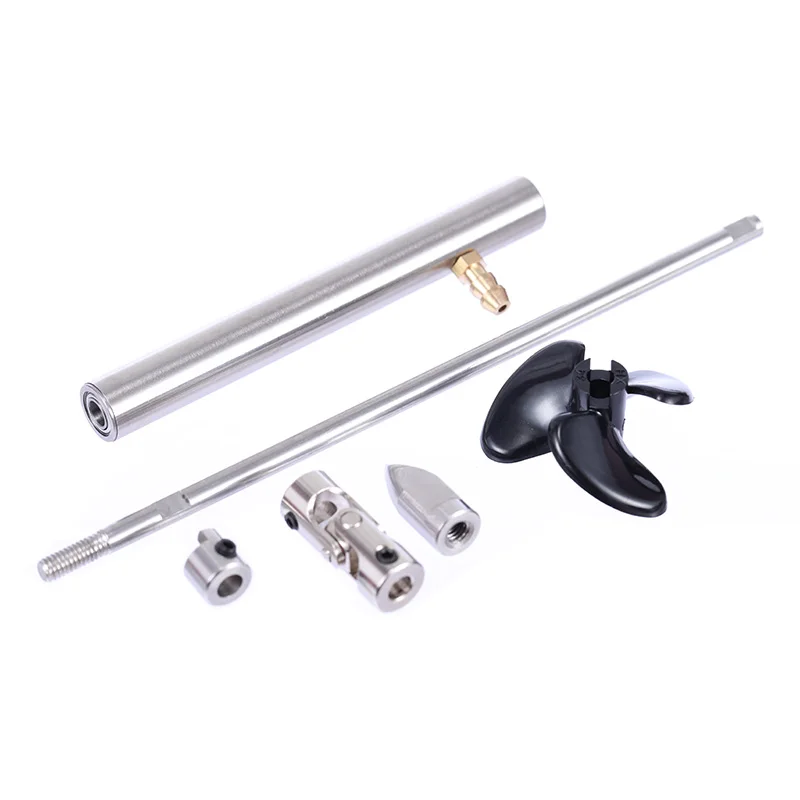 1 Satz einschließlich RC-Boot, 4-mm-Antriebswelle aus Edelstahl + Wellenhülse mit Fettdüse + 3-Blatt-Propeller + Propellermutter + Kardangelenk