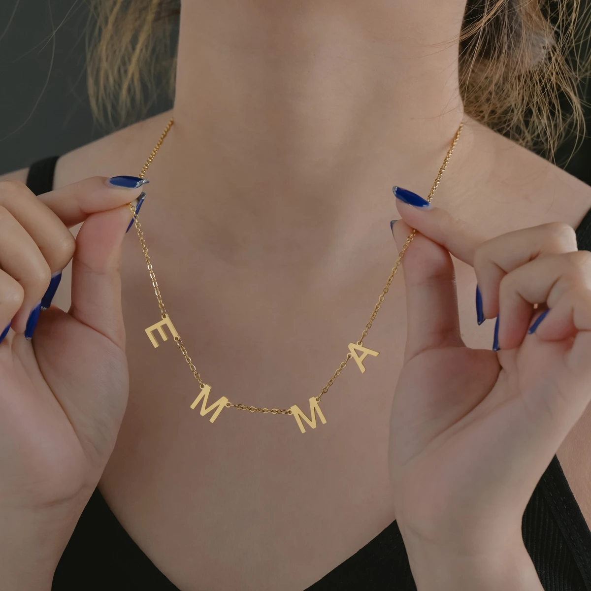 Acheerup – collier personnalisé 1-6 noms pour femmes, en acier inoxydable, pendentif papillon en Zircon, plusieurs lettres cubiques, bijoux cadeau