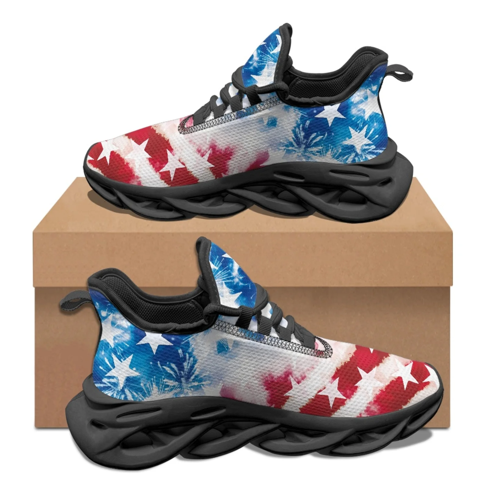 Tênis de Corrida Masculinos PENSTROLL com Bandeira Americana, Antiderrapantes, para Esportes, em Malha e EVA, Tênis de Moda, Tênis Blade
