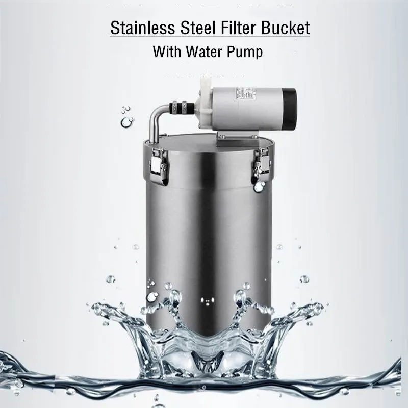 Stainless Steel Aquarium Canister Filters Mini Table Top Fish Tank External Filter Barrl with Water Pump ADA Style