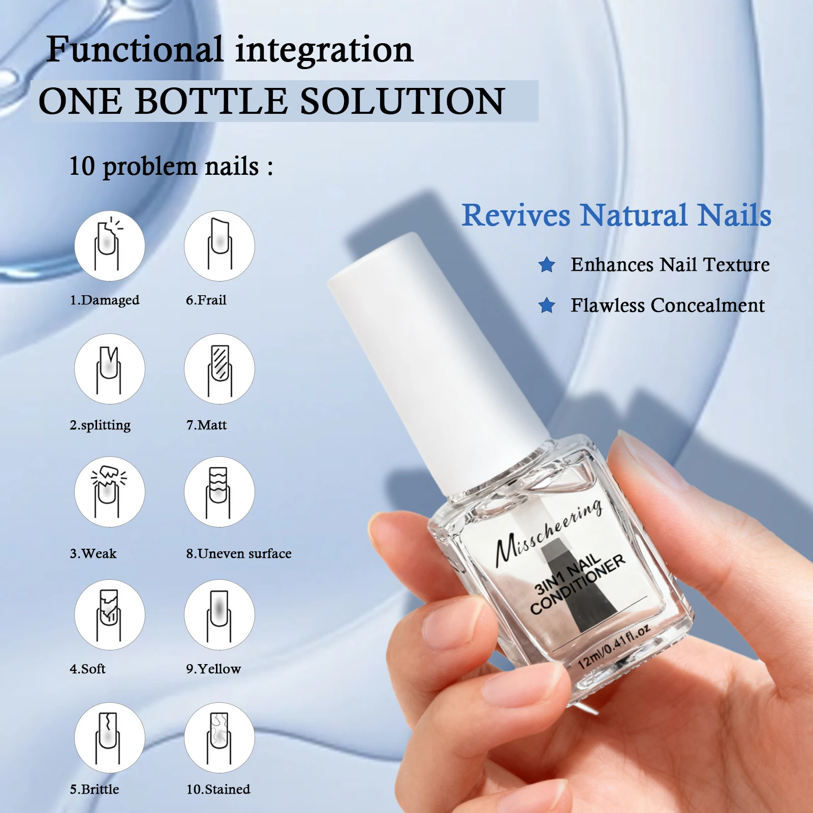 Acondicionador de uñas 3 en 1, 12ML, transparente, Natural, de secado rápido, aceite para el cuidado de las uñas, tratamiento artístico, acabado de manicura