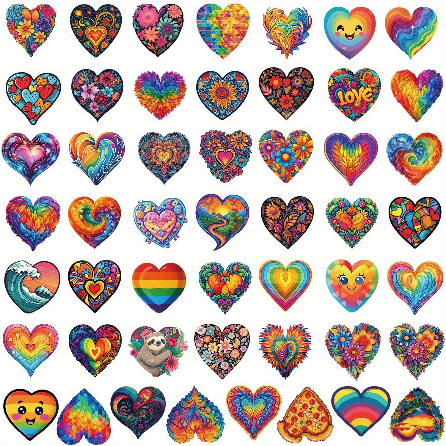 50PCS Exquisite Valentine's Day Graffiti Stickers  Romantic Love Elements Sticker for Computer Stationery DIY Toys Secret