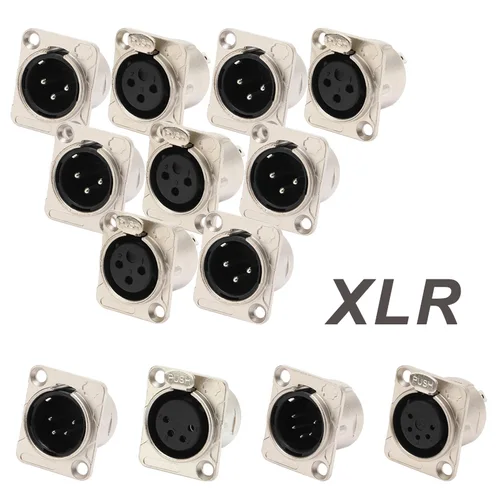 Imagen 1 del producto 5/20/100 Uds XLR 3/4/5Pin enchufe macho hembra Jack XLR con conector de Panel de contacto de cobre para micrófono de Audio