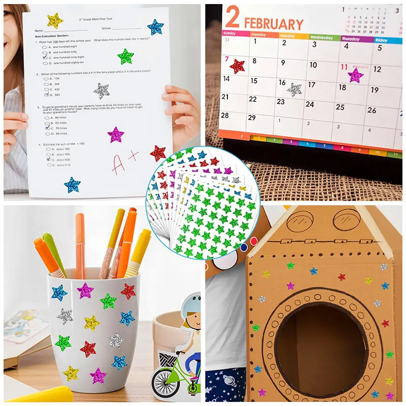 420Pcs Star Stickers Sparkly Holographic Glitter Sticker Kids Rewards For Calendar Students Classroom Office Supplies DIY - view 6