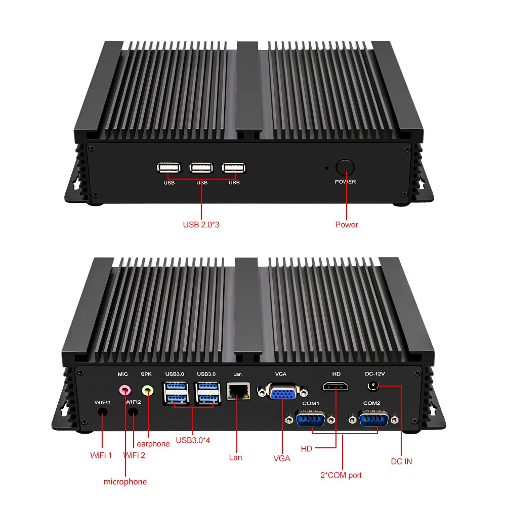 Mini PC Industrial Intel i7 1165G7 i5 1135G7, sistema sin ventilador, computadora Barebone, ranura de Ram 2xDDR4, HDMI, VGA, USB, WiFi, 10ª y 11ª generación