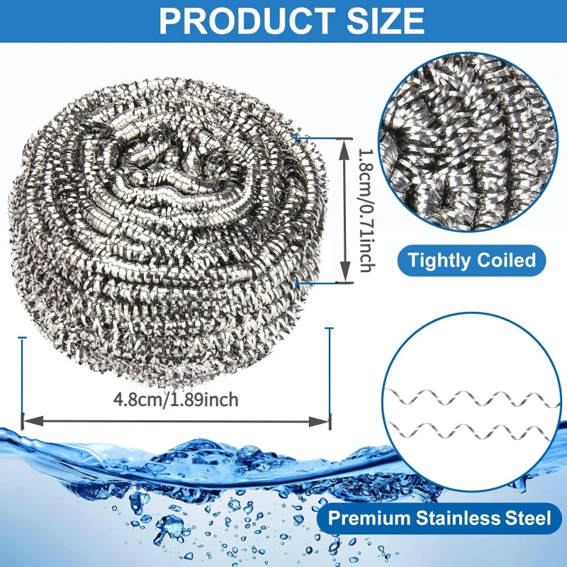 11Pcs Stainless Steel Cleaning Brush Set (10 Steel Wool Balls + Cleaning Brush Handle), Scrubber Kit for Kitchen Bathroom Outdoo