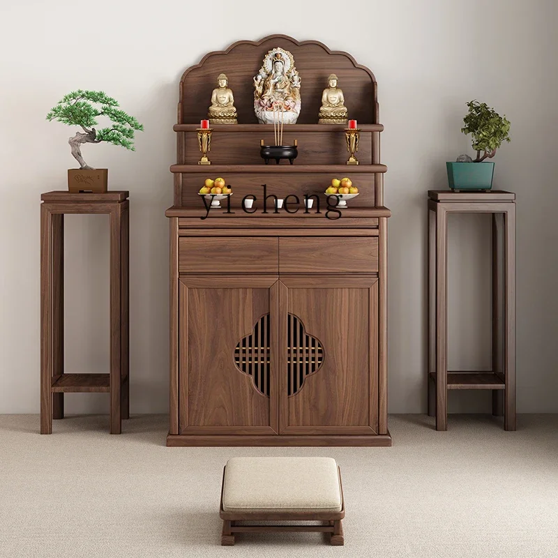 TQH simple table incense  household solid wood altar cabinet three-layer Buddha table ladder table